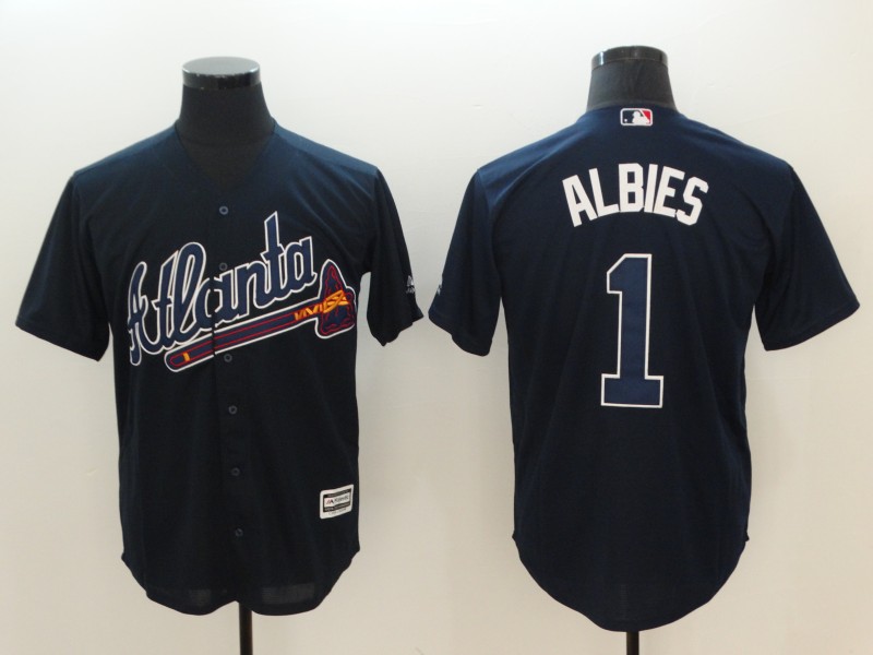 Men Atlanta Braves #1 Albies Blue Game MLB Jerseys->atlanta braves->MLB Jersey